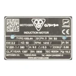 الکتروموتور موتوژن سه فاز 3 اسب 2.2 کیلووات پوسته آلومینیوم 1500 دور - تصویر 5